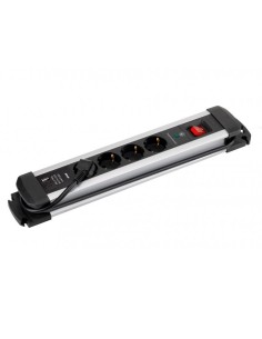 Multiple Outlet Base 4 Socket Schuko 16A 250V 1.5M Cable with USB and Light Switch