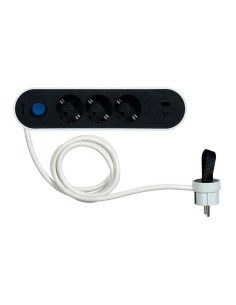 Base múltiple 3 tomas schuko 16 a 250 v~, 2 usb a/c, 1,4 m cable con interruptor pie bicolor