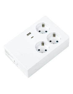 Base multiple 3 prises+2 usb schuko 16a blanc