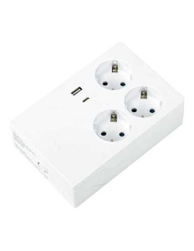Base múltiple 3 tomas+2 usb schuko 16a blanco