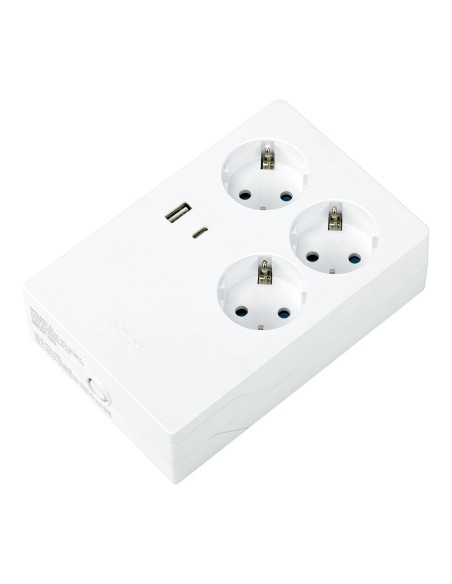 Base múltiple 3 tomas+2 usb schuko 16a blanco