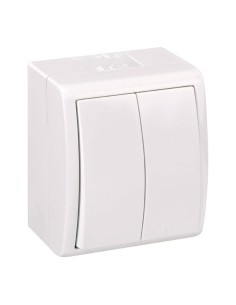 Surface Mount Double Switch 10ax 250v ip54 White
