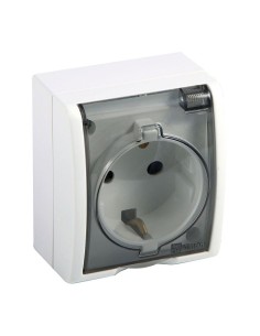 Base de surface Schuko 2 pôles + prise de terre 16A 250V IP54 blanche