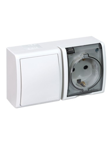Base de surface schuko blanche ip54 16a