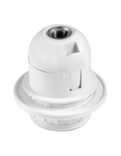 Porta-lampada in plastica bianca con vite E27 e fermaggio
