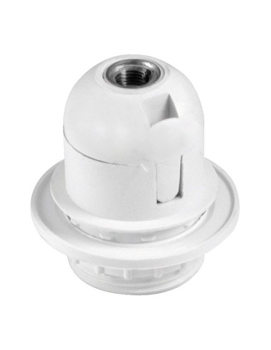 Porta-lampada in plastica bianca con vite E27 e fermaggio
