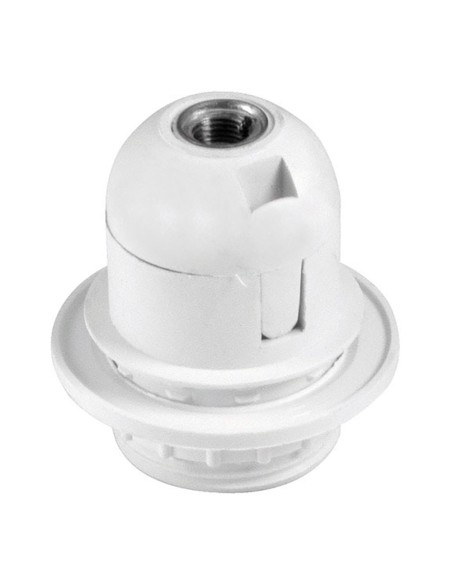 Porta-lampada in plastica bianca con vite E27 e fermaggio