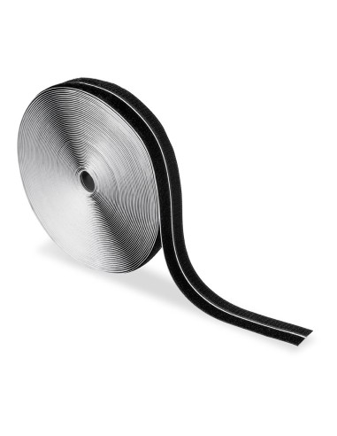 Rollo adhesivo de cierre hook and loop negro 20 mm x 25 m
