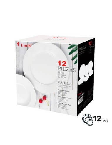 Classic White Dinnerware Set 12 Pieces Diameter 26.5 cm