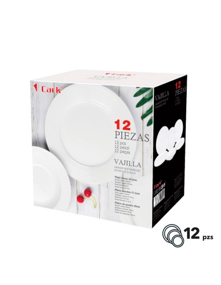 Classic White Dinnerware Set 12 Pieces Diameter 26.5 cm