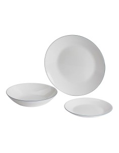 Aqua White Tableware with Blue Rim 12 Pieces