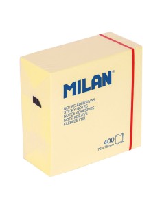 Block of 400 removable yellow sticky notes 7.6 x 7.6 cm