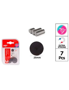 Aimants de fixation ø25 mm 7 pièces par blister ultra-résistants