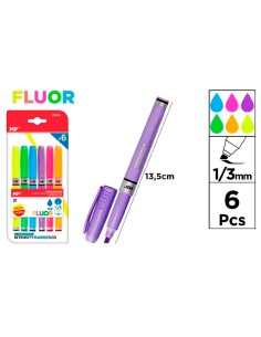 Evidenziatori fluorescenti punta 1/3 mm 6 pezzi blister