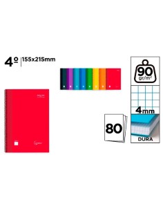 A5 Notebook with Hard Cover and Spiral Binding 80 Pages Graph Paper 4 mm