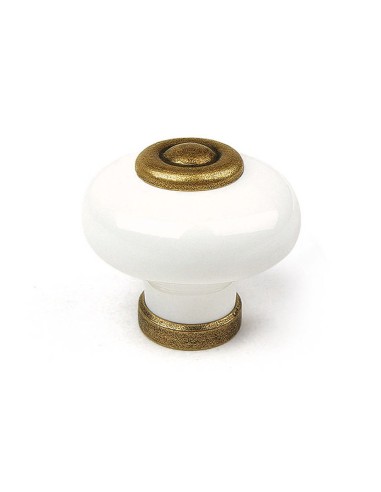Maniglia per mobile bianca e cuoio vecchio ø31 mm