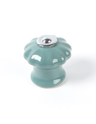 Pomello per mobile e524 ceramica acciaio blu grigio 28 mm