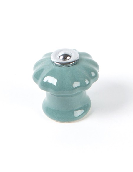 Pomello per mobile e524 ceramica acciaio blu grigio 28 mm