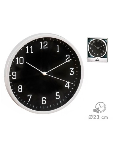 Black and white wall clock 21.5 cm diameter