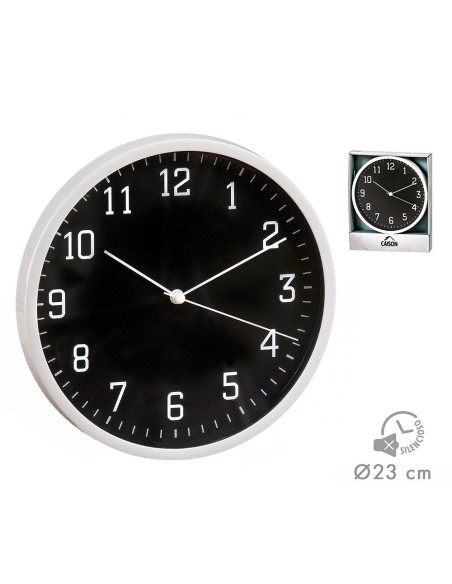 Black and white wall clock 21.5 cm diameter
