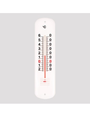 Termómetro de plástico blanco 19 cm con líquido rojo