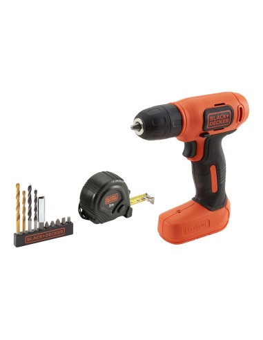 Rechargeable drill driver kit 7.2 V with 10 mm drill bit and 3 m tape measure