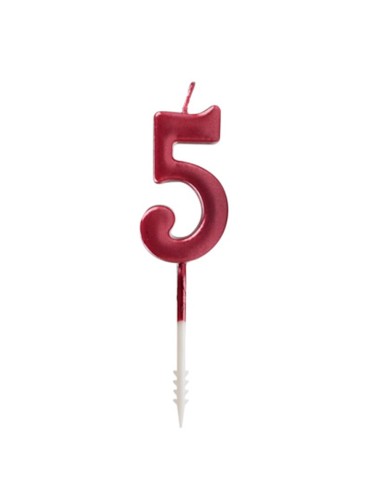 Bright Red Signal Candle Number 5