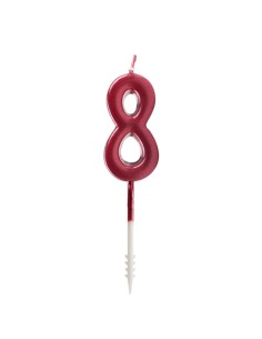 Bright red signal candle number 8