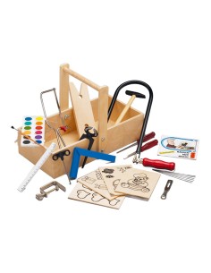 Children's Tool Box for Carpentry and Marquetry with Workbench