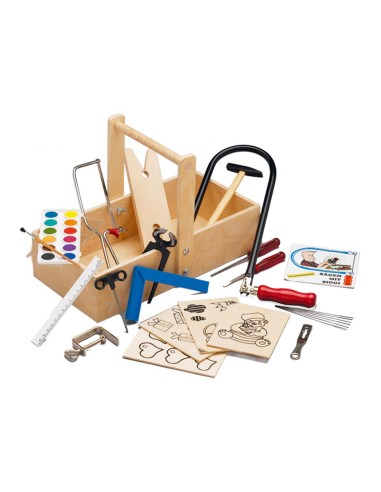 Children's Tool Box for Carpentry and Marquetry with Workbench