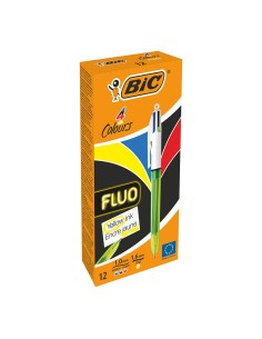 Retractable fluo pen with 4 colors 12 units per box