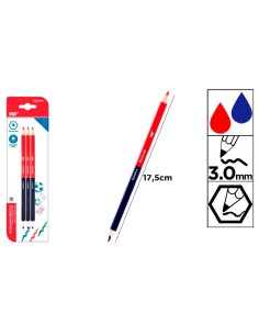 Bicolored Red and Blue Hexagonal Pencils 3 mm Tip 3 pcs...