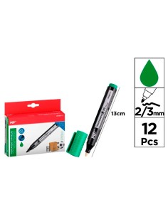 Stylo marqueur permanent vert à pointe ronde 2/3 mm 12 unités