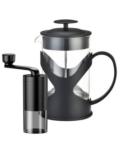 Kit moedor de café e cafeteira francês pressão
