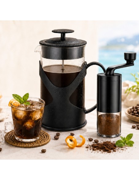 French Press coffee grinder and maker kit