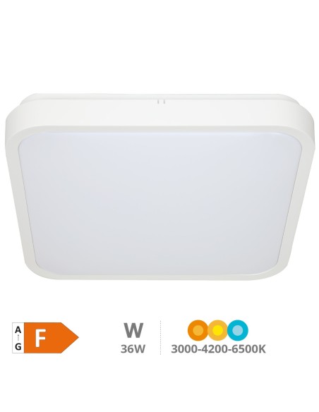 Ceiling light LED Andra square 36W 3000K to 6500K IP44 adjustable White