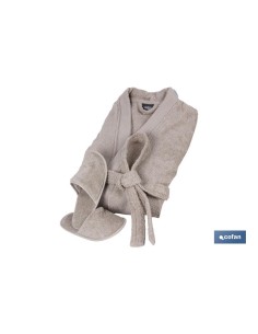 Long Sleeve Cotton 100% Beige Bathrobe Size L 2