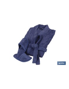 Marine Blue Bathrobe 500g/m² with Long Sleeves 2