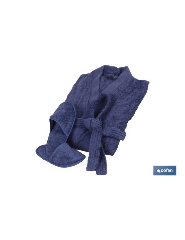 Marinblauer Bademantel mit langer Ärmel 500g/m²