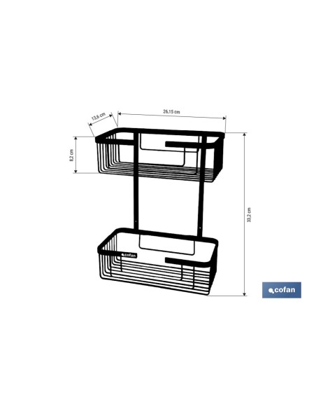 Doppel-Duschkorb aus rostfreiem Stahl 33,2 cm