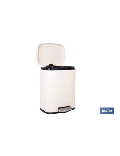 Lixeira bege com pedal e compartimento interno 20 L 2