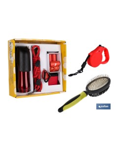 Dog Accessory Pack with 5m Extendable Leash and Double-Sided Brush