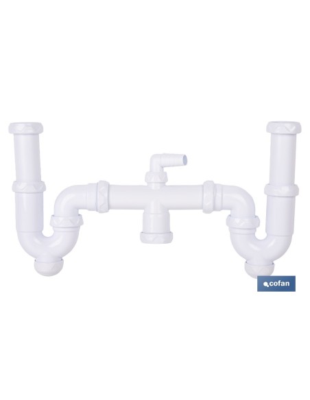 Double Curved Siphon with Ø32-40 mm Outlet and 1 1/2 Fittings