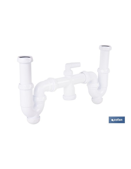 Double Curved Siphon with Ø32-40 mm Outlet and 1 1/2 Fittings