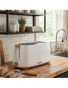 Eume Toaster 1400W Weiß/Eiche 7 Stufen 2 Schlitze 2