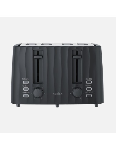 Black Ficus Toaster 1860 W 4 Slots Defrost Function
