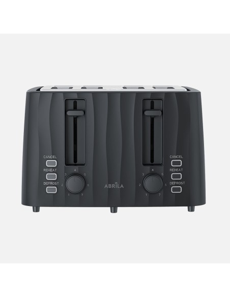 Black Ficus Toaster 1860 W 4 Slots Defrost Function