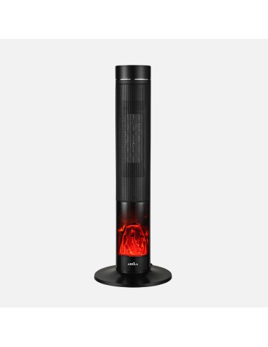 Vertical Ceramic PTC Heater Benton 2000W Black with Flame Effect