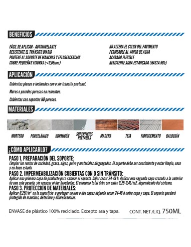 Pittura impermeabilizzante trasparente 750 ml per interni e esterni