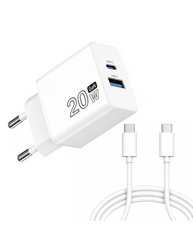 Caricatore GaN 20 W con porta USB-C e USB-A